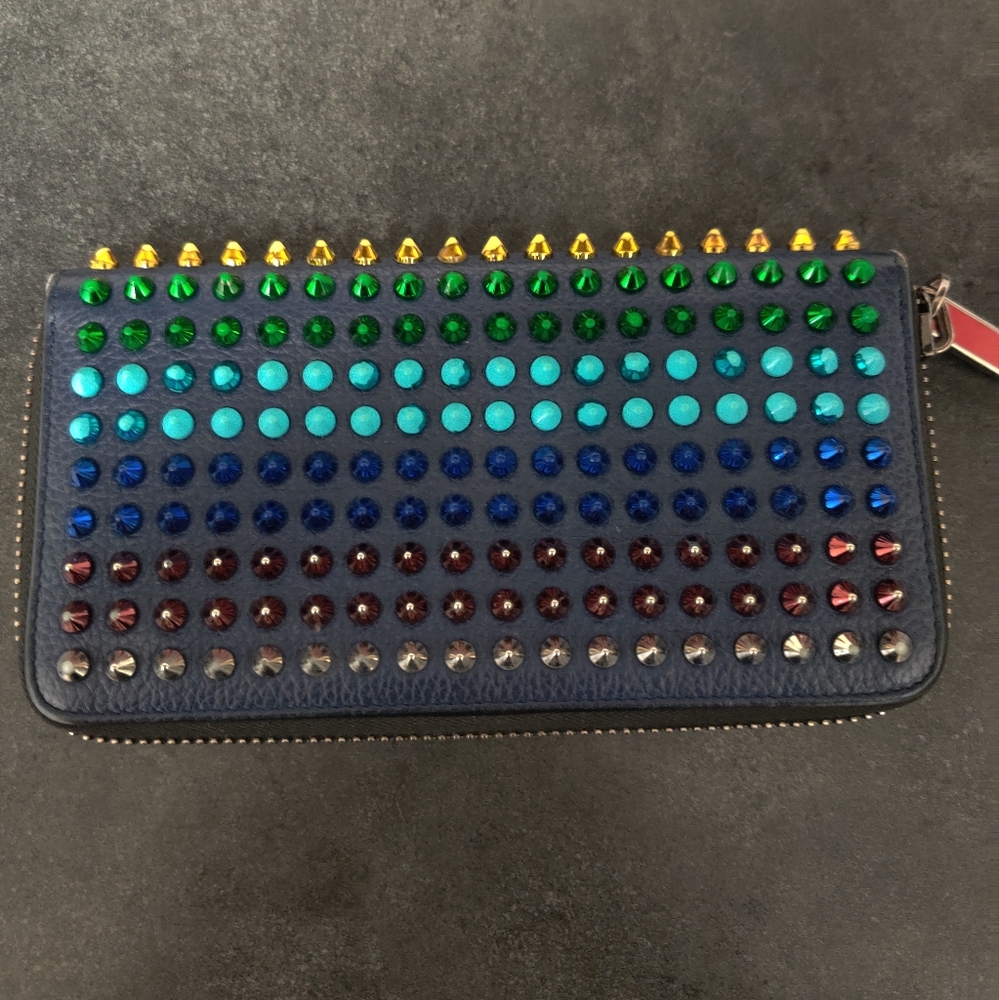 Christian Louboutin blue spiked zippy wallet - Picture 2 of 14